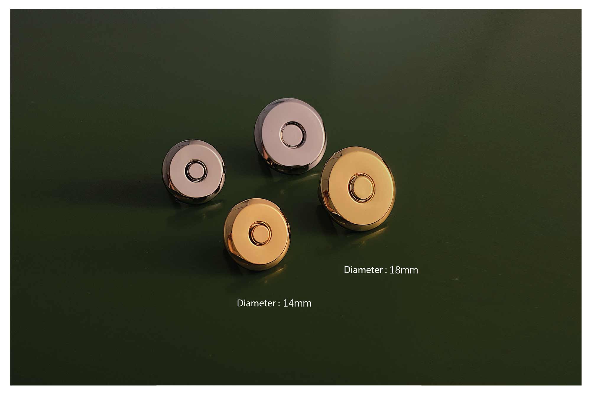 14mm and 18 mm Double Capped Magnet Snap Buttons