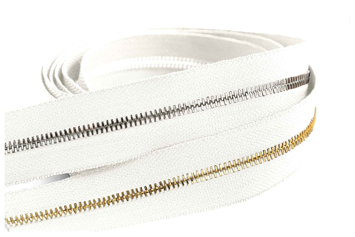 Italian Made Zipper Tape - White