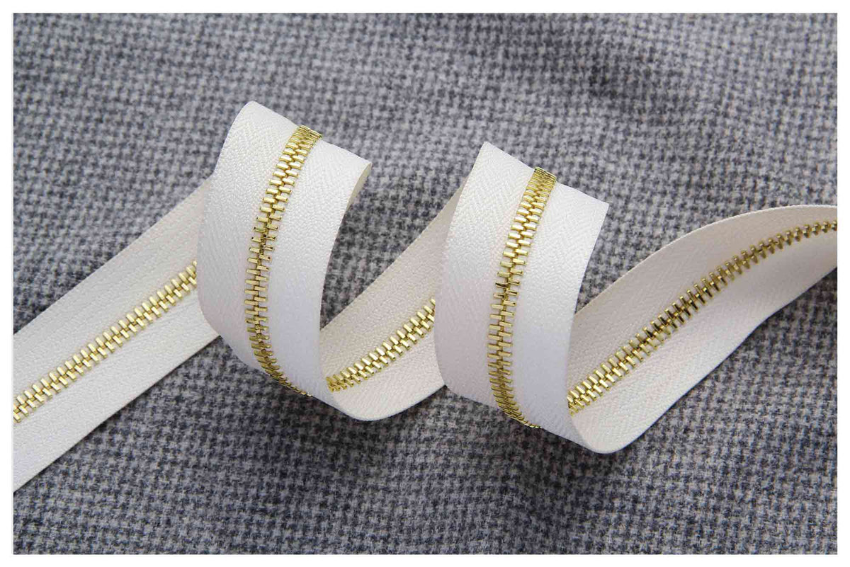 Italian Made Zipper Tape - White