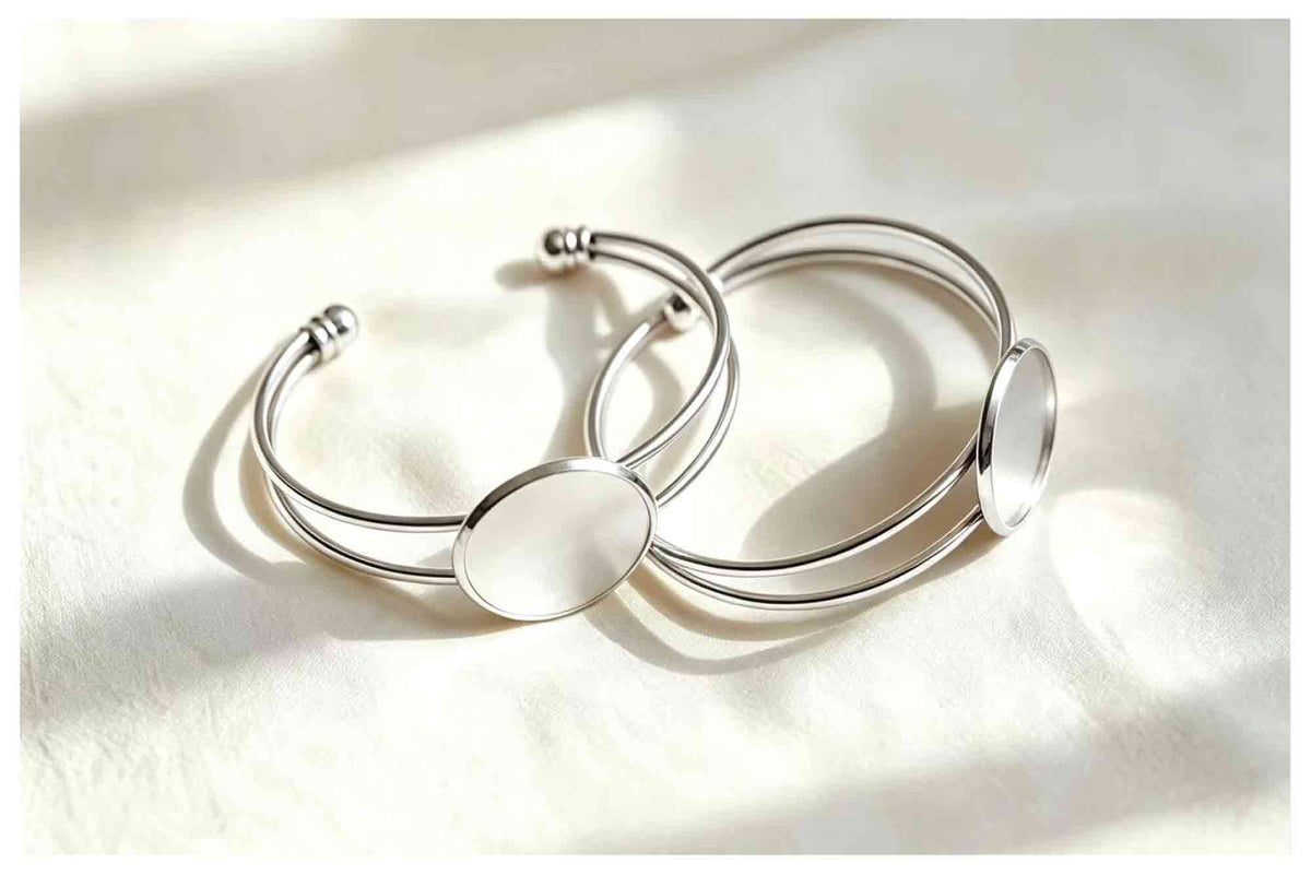 Round Bezel Cuff Bracelet